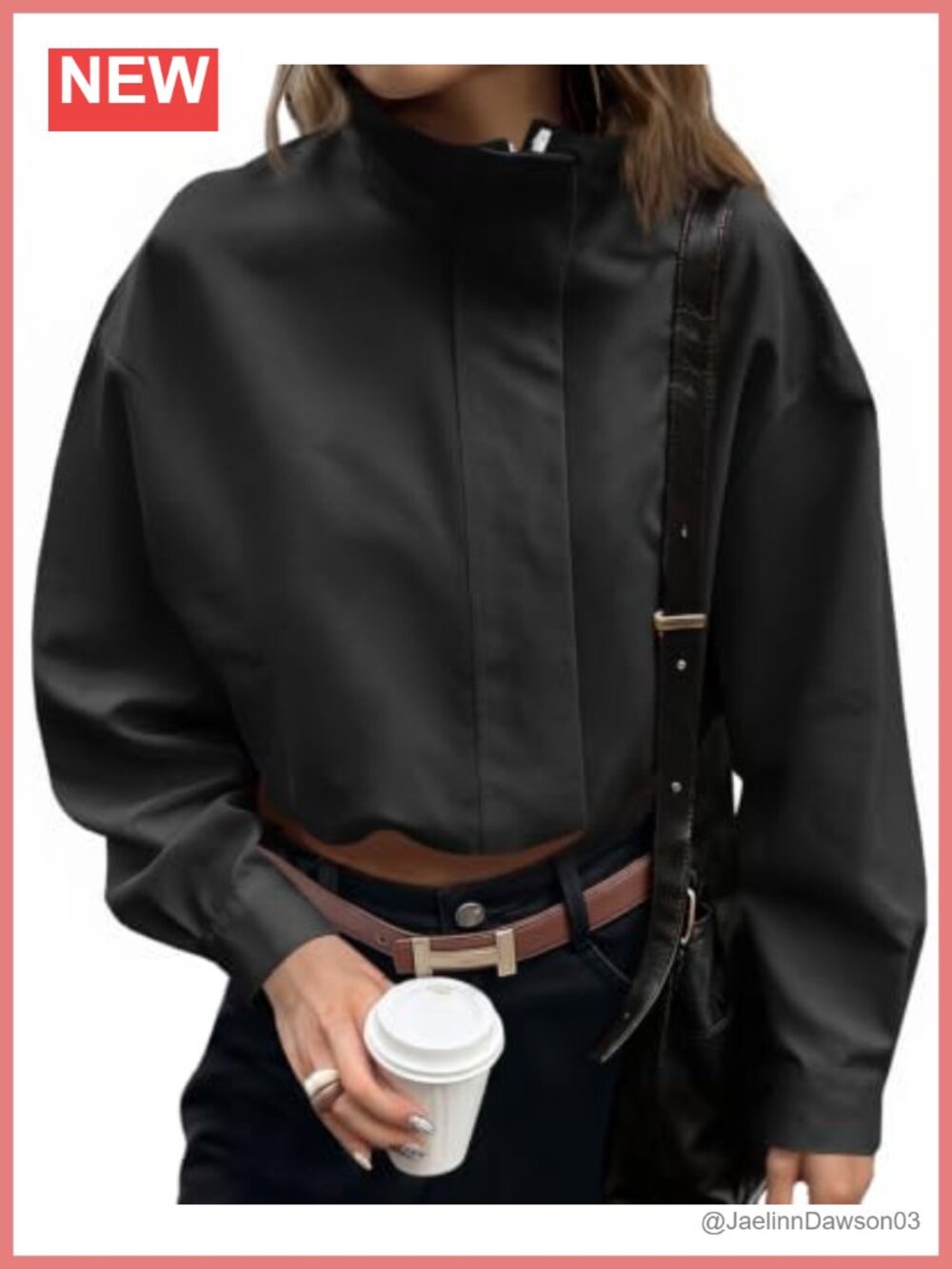 Womens Zip Up Cropped Jacket Lightweight Oversized Casual Coat